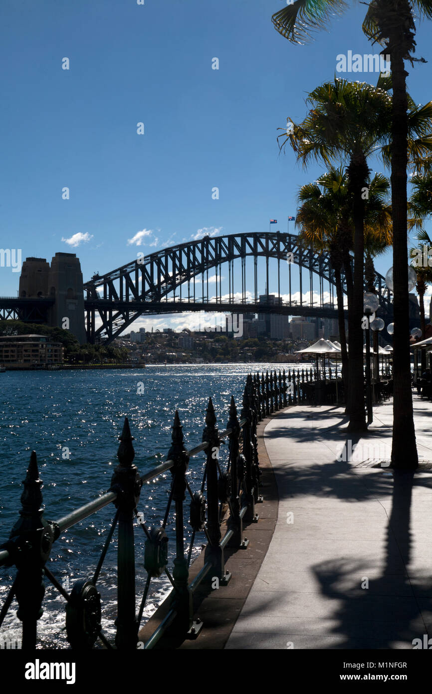 Sydney Harbour Bridge Schriftsteller Spaziergang zum Circular Quay Sydney New South Wales, Australien Stockfoto