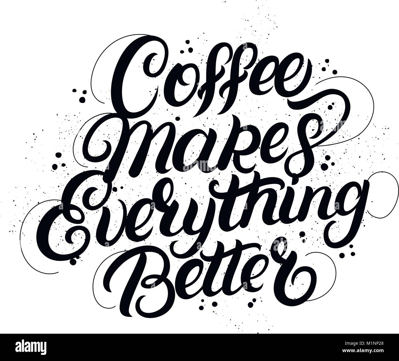 Kaffee eine Umarmung in einem Becher handgeschriebene Schrift mit Kaffeetasse, Lichtstrahlen, sunburst. Typografie Design für Kaffeetassen dekorieren, Taschen, T-Stück Drucke, Karte Stock Vektor