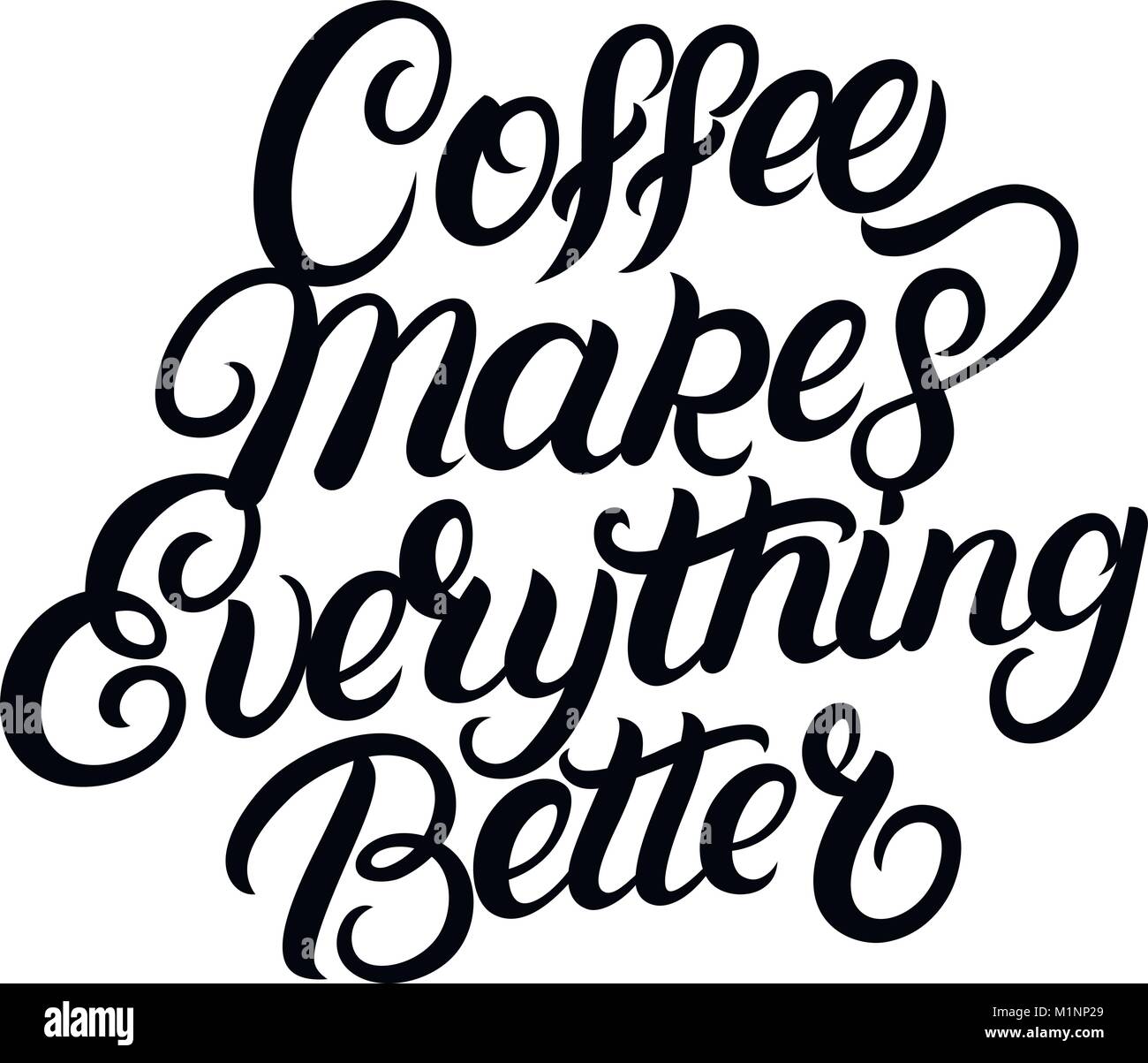 Kaffee eine Umarmung in einem Becher handgeschriebene Schrift mit Kaffeetasse, Lichtstrahlen, sunburst. Typografie Design für Kaffeetassen dekorieren, Taschen, T-Stück Drucke, Karte Stock Vektor