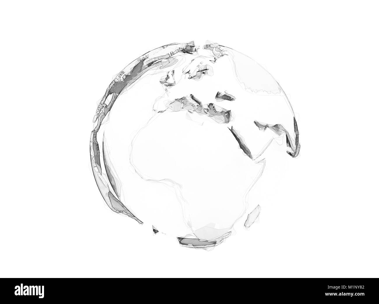 Polygon Welt 3D-Globus isoliert auf weiss Stockfoto