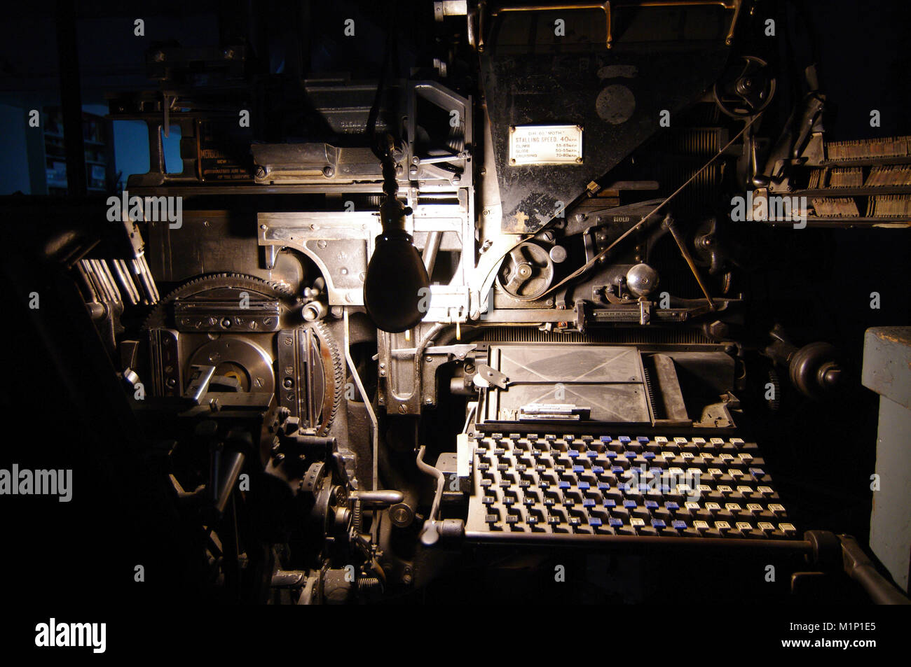 Linotype Maschine bei Druckerei. Provost, Alberta, Kanada. Stockfoto