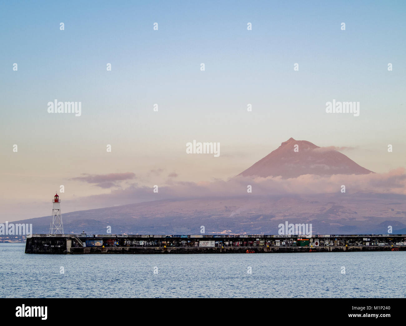 Blick auf den Berg Pico, Insel Faial, Azoren, Portugal, Atlantik, Europa Stockfoto