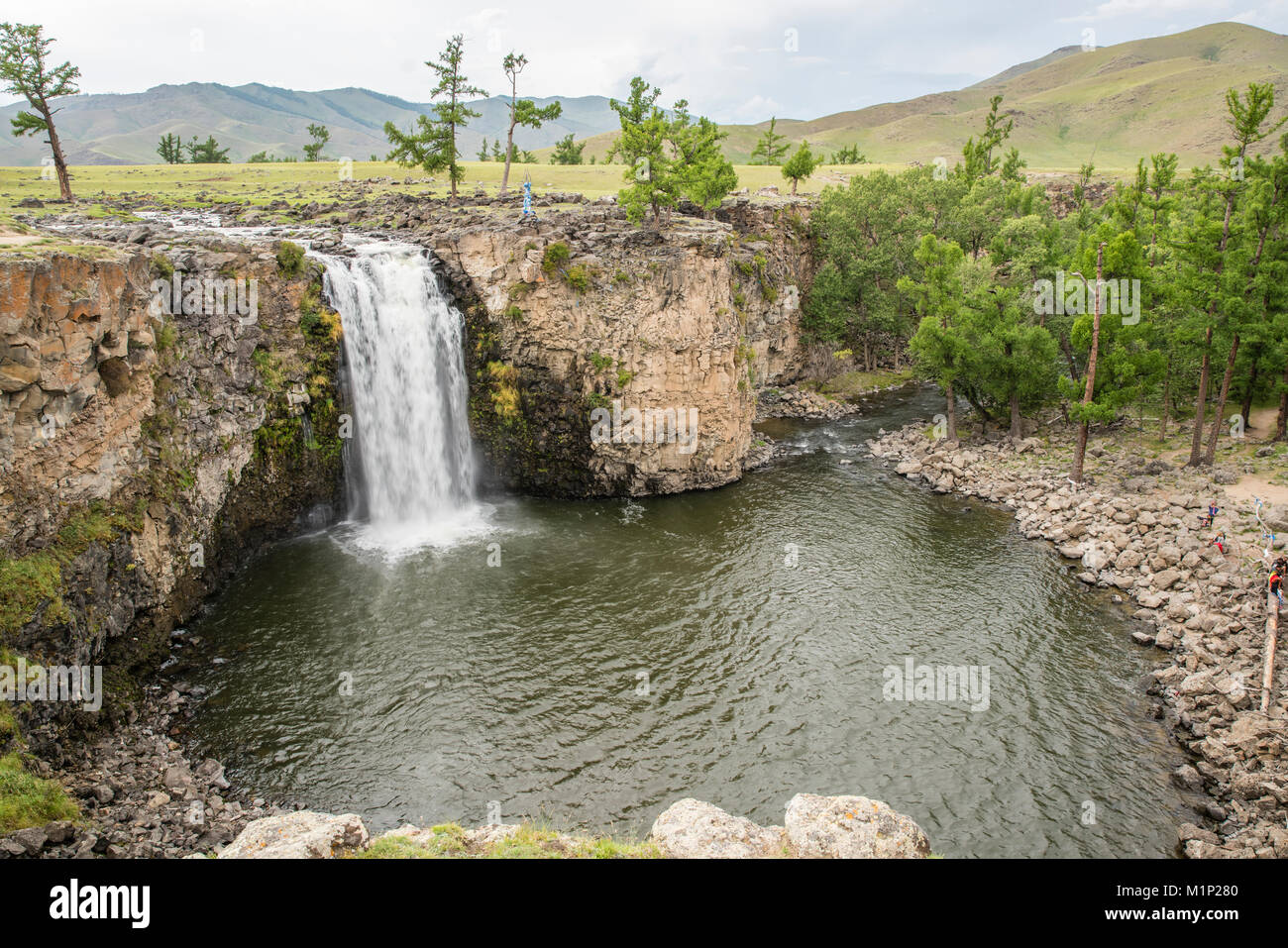 Roter Wasserfall Orkhon Tal, im Süden der Provinz Hangay, Mongolei, Zentralasien, Asien Stockfoto
