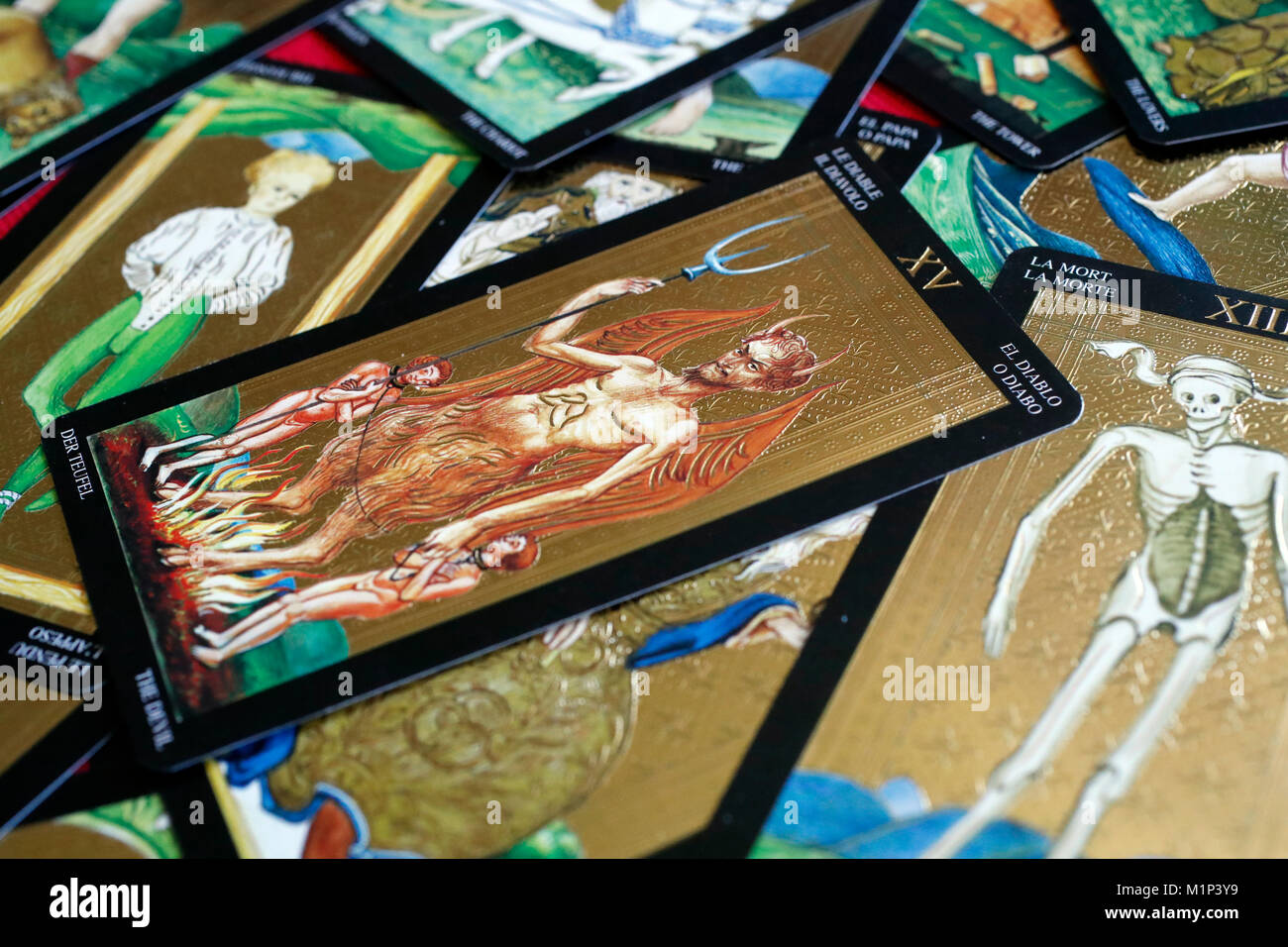 Der Teufel, tarot Karte, Haute-Savoie, Frankreich, Europa Stockfoto