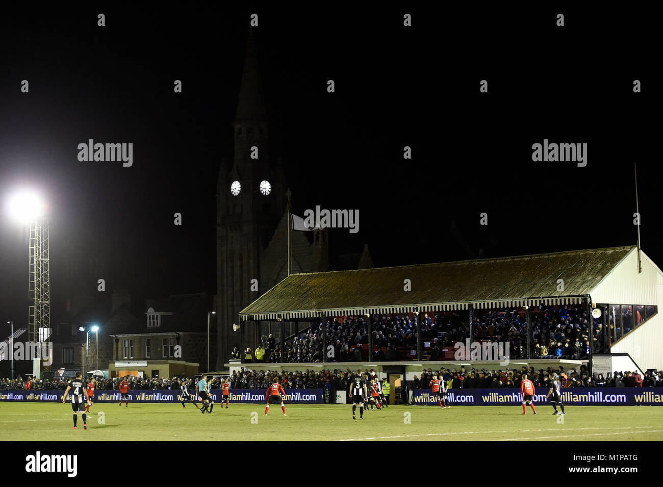 Allgemeine Ansicht der Haupttribüne während der William Hill Scottish Cup, vierte Runde bei Bellslea Park, Fraserburgh. Stockfoto