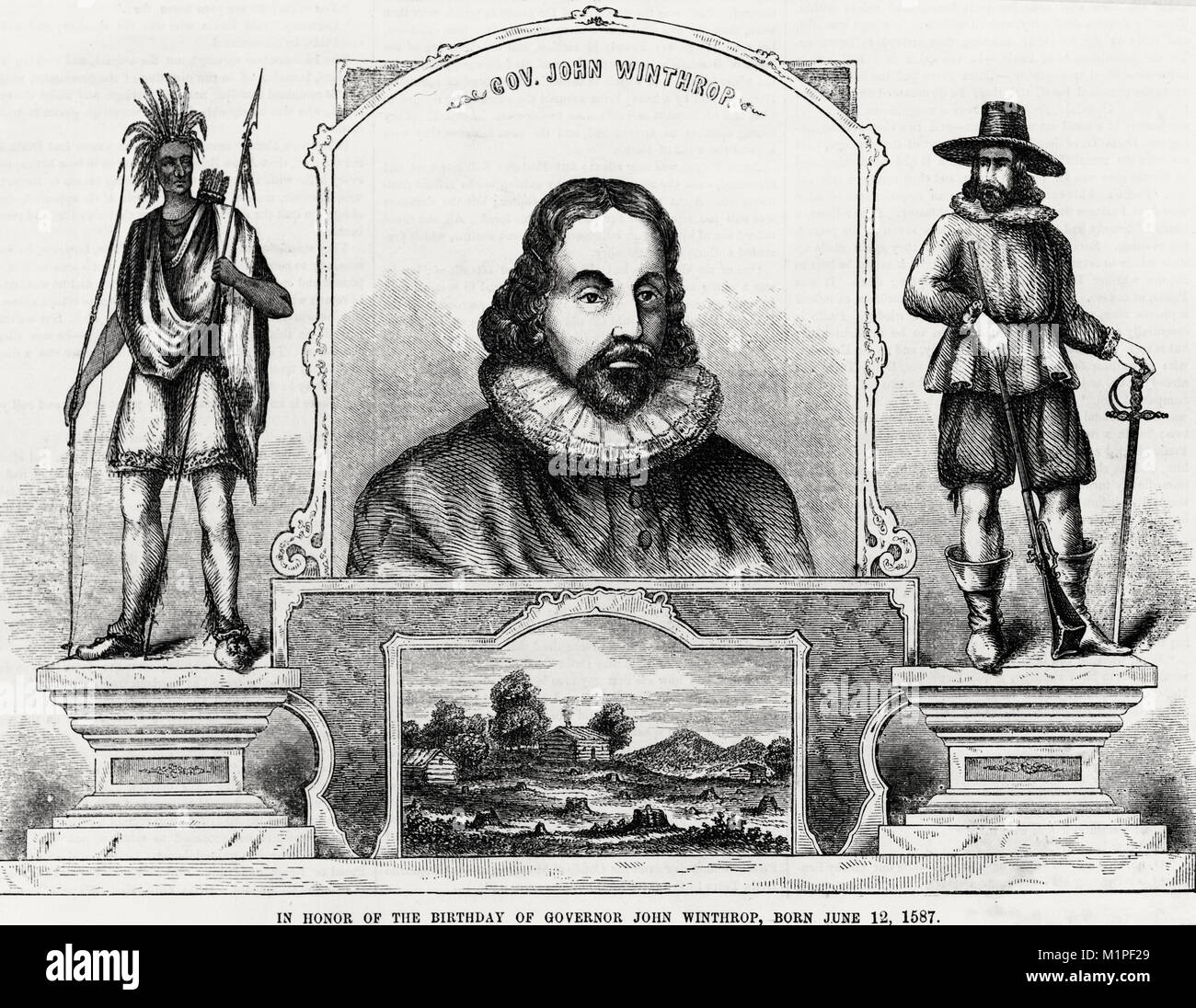 Gouverneur John Winthrop - zu Ehren des Geburtstags von Gouverneur John Winthrop, geboren am 12. Juni 1587 Stockfoto