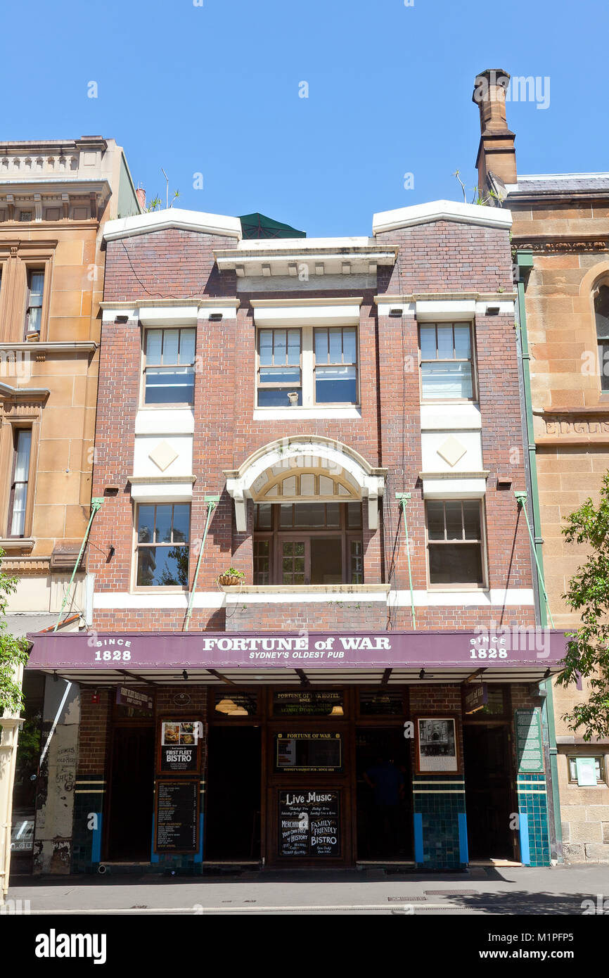 Vermögen von Krieg, Sydneys ältesten Pub, George Street, The Rocks, Sydney, NSW, Australien Stockfoto