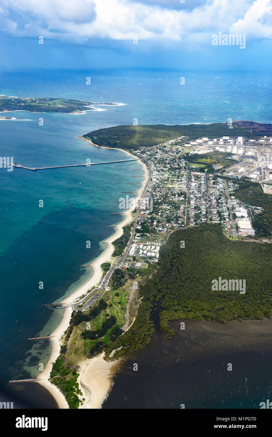 Luftaufnahme von der Küste in der Nähe von Sydney, New South Wales, NSW, Australien Stockfoto