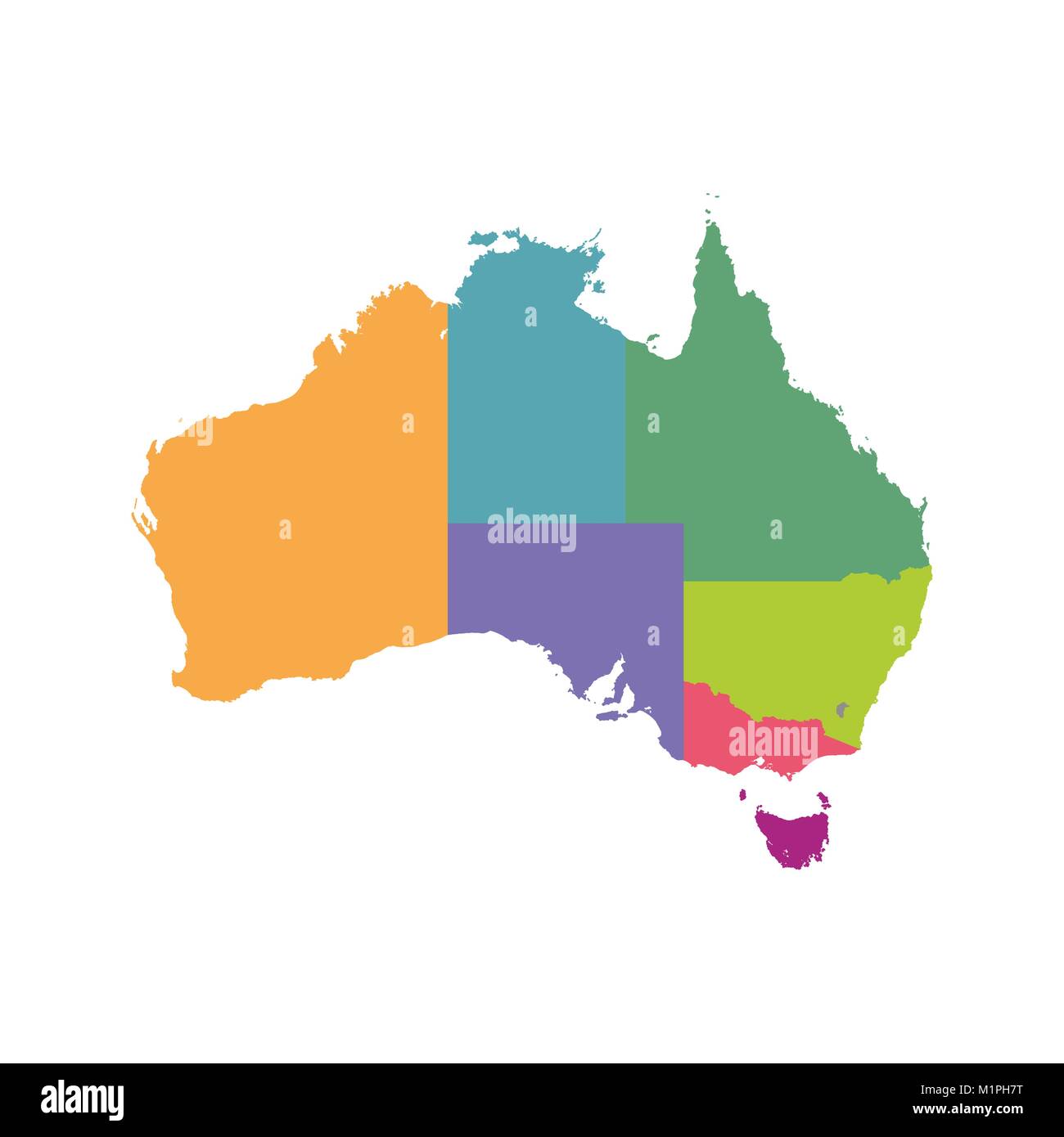 Australien Karte Farbe mit Regionen. Vektor flach Stock Vektor