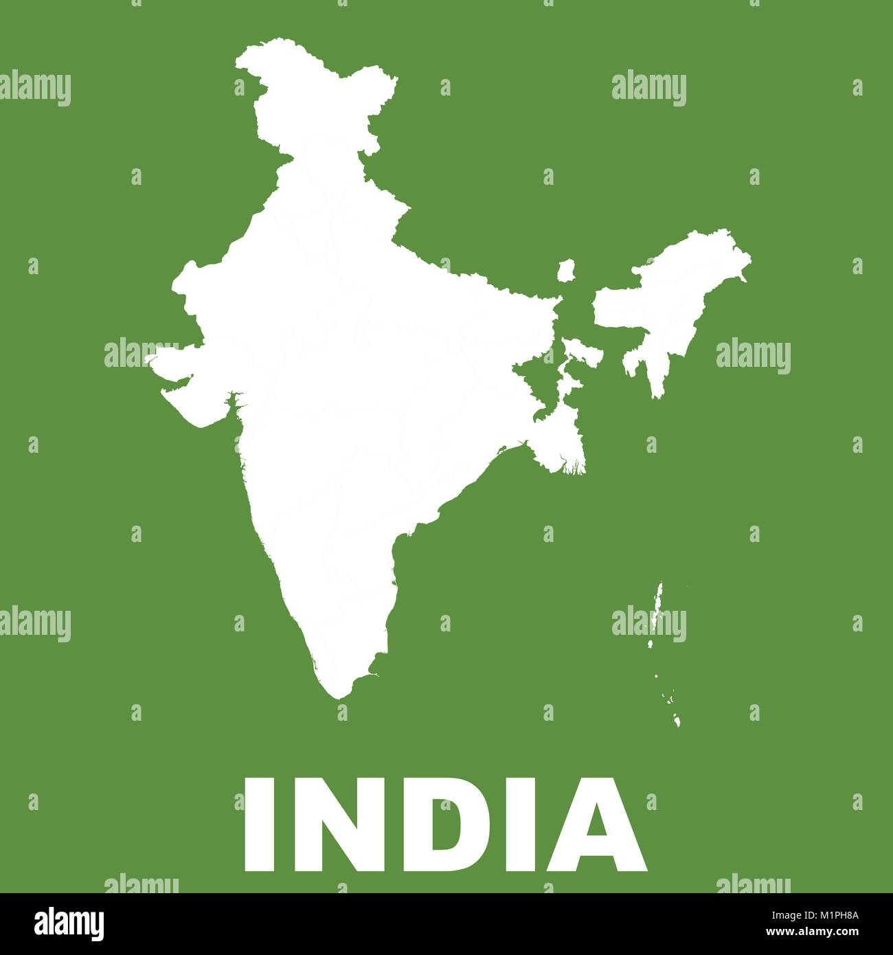 Indien Karte auf grünem Hintergrund. Flache Vektor Stock Vektor