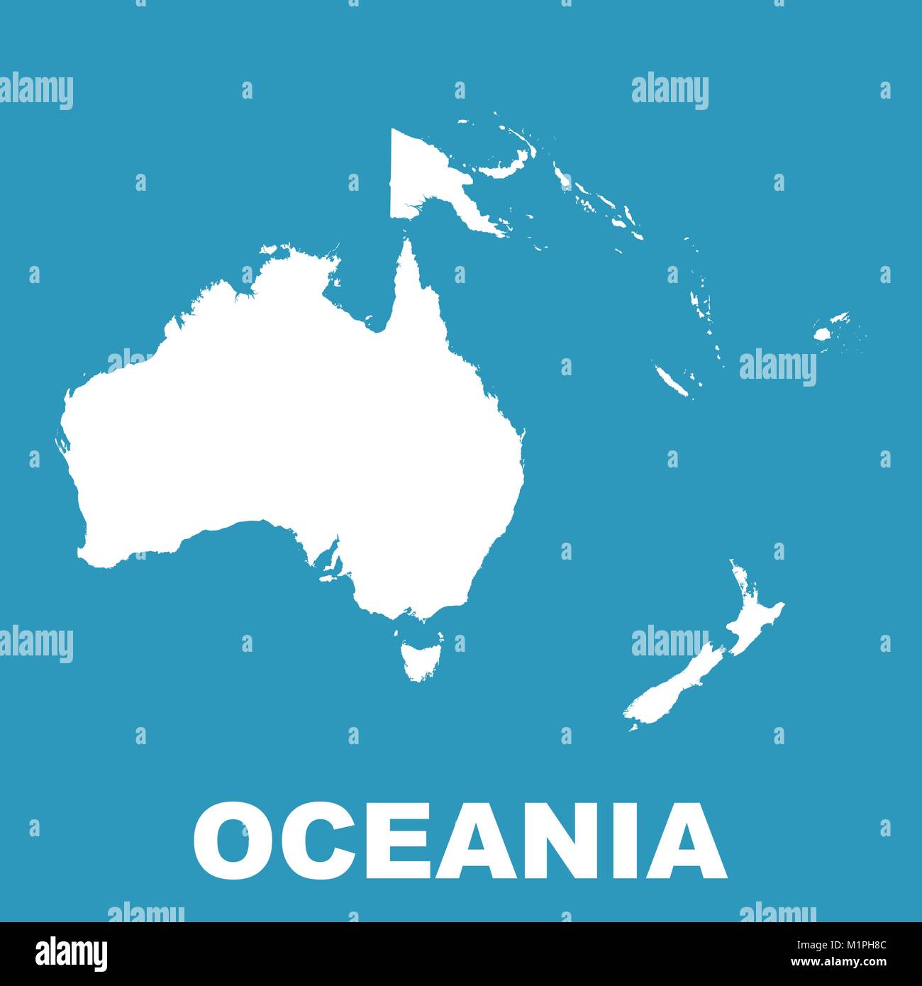 Australien und Ozeanien Karte. Flache Vektor Stock Vektor