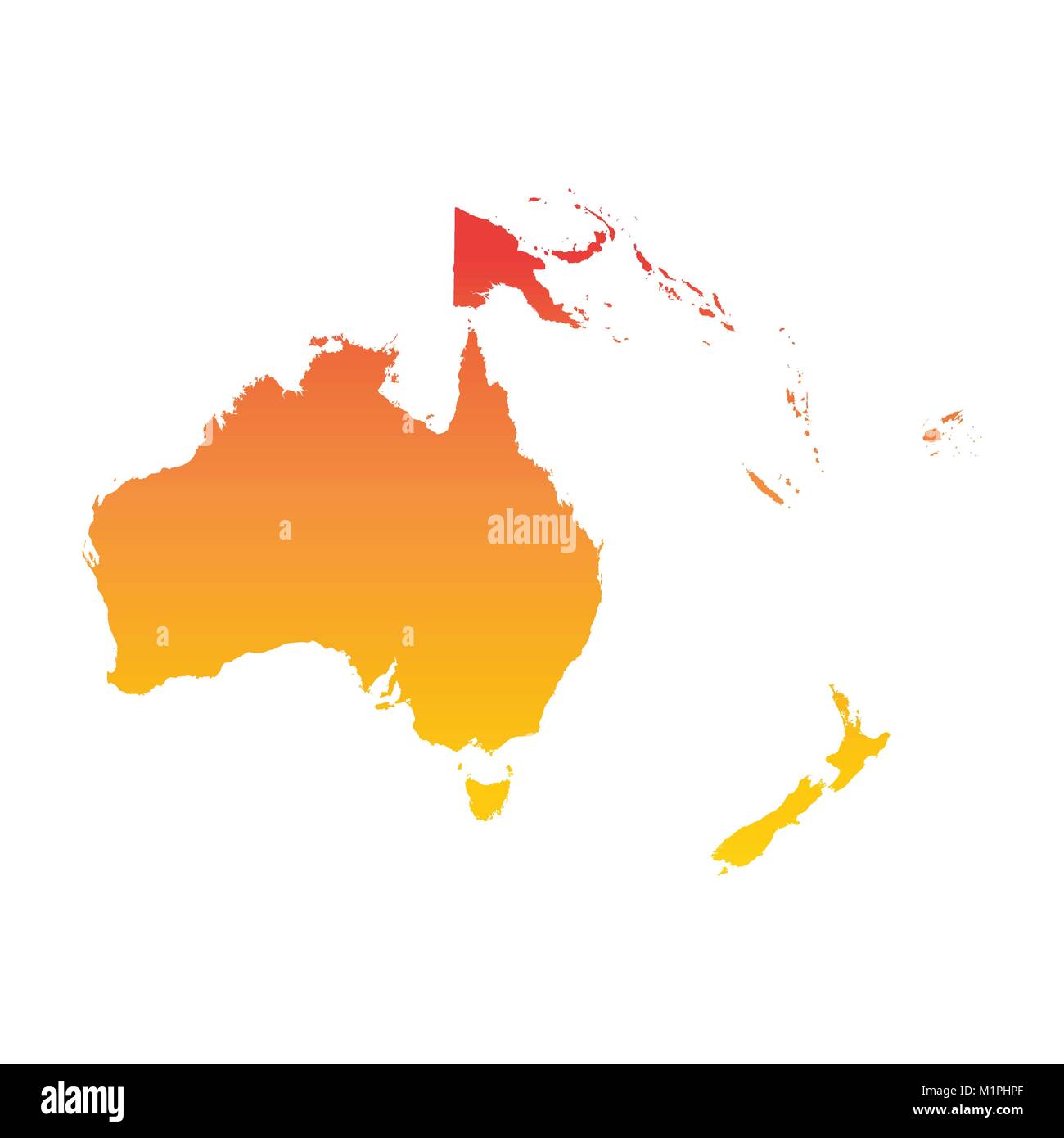 Australien und Ozeanien Karte. Bunte orange Vector Illustration Stock Vektor