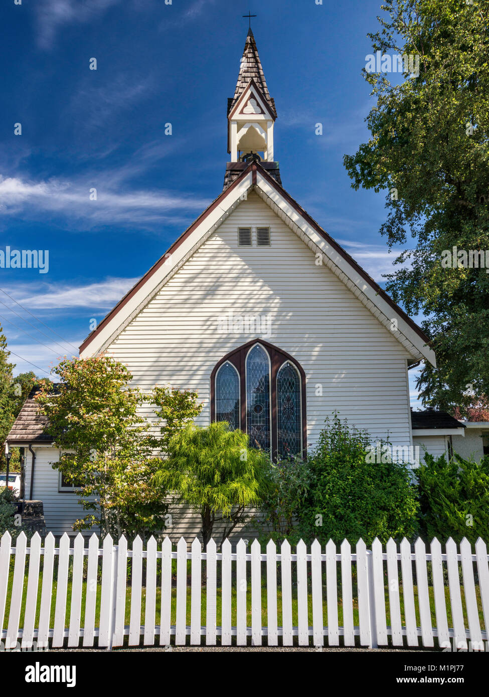 Historischen Saint Michael und alle Engel anglikanische Kirche in Kota Kinabalu, Cowichan Valley, Vancouver Island, British Columbia, Kanada Stockfoto