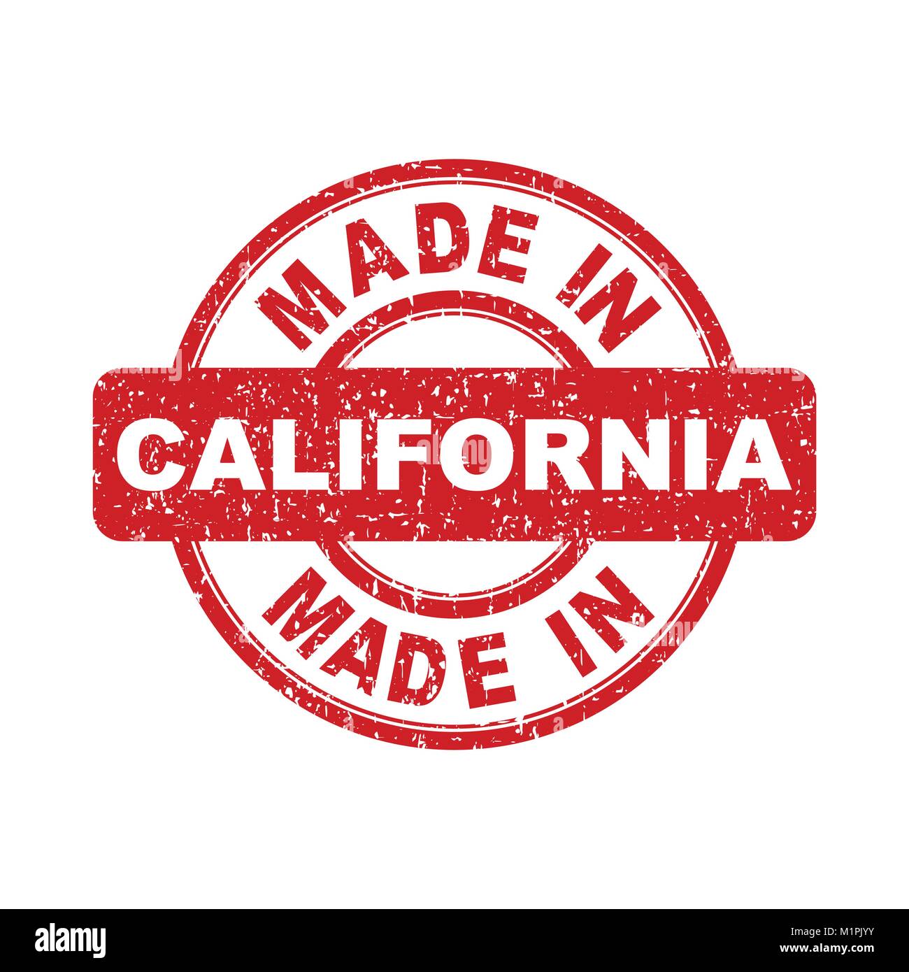 In Kalifornien roten Stempel gemacht. Vector Illustration auf weißem Hintergrund Stock Vektor