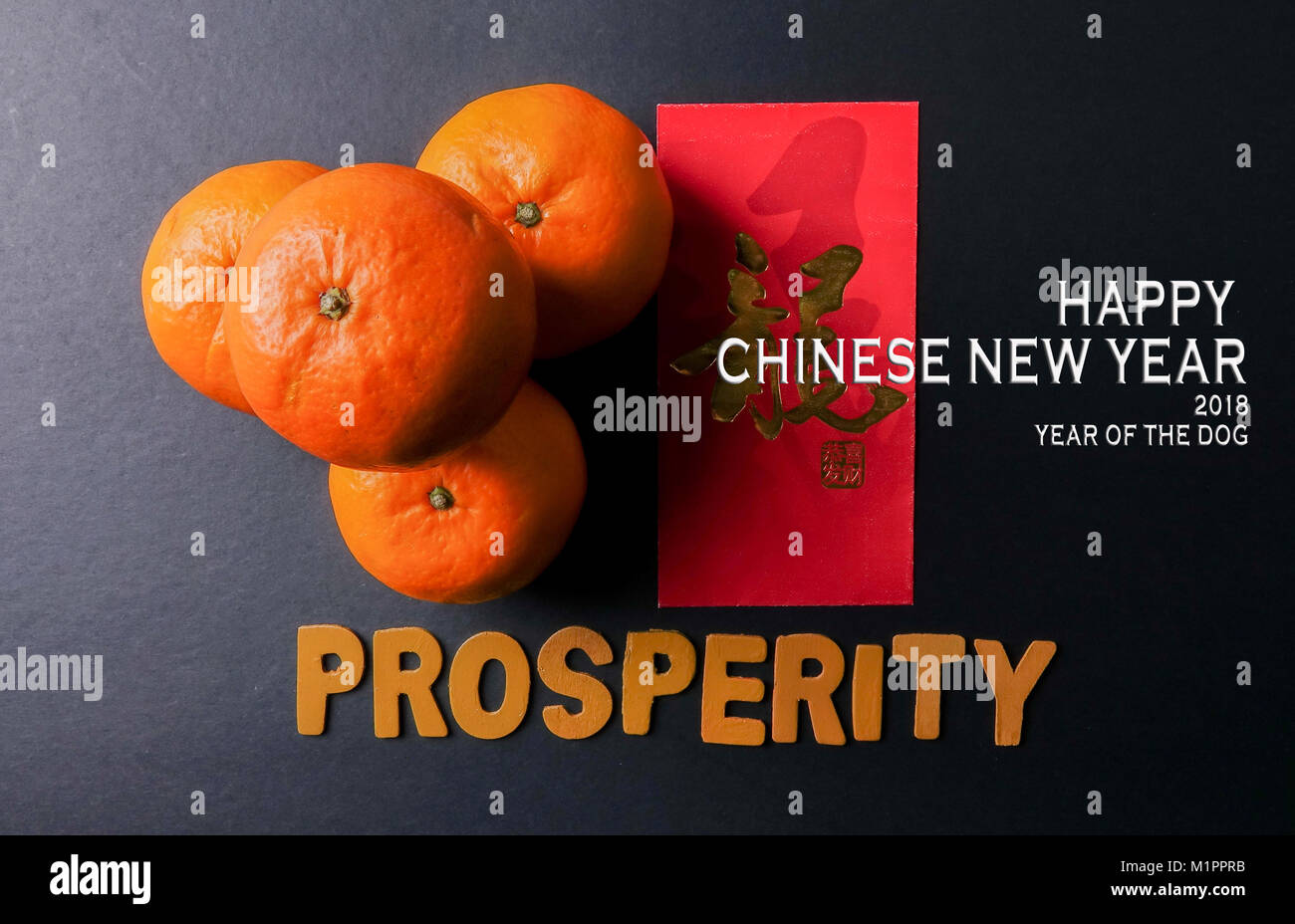 Frohes Chinesisches neues Jahr, JAHR DES HUNDES Stockfoto