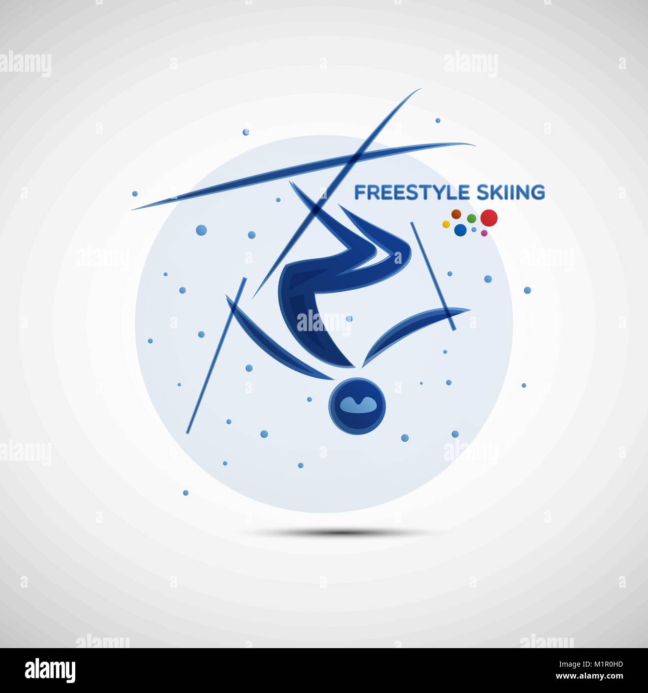 Freestyle Meisterschaft Banner. Wintersport Symbol. Abstrakte sportsman Silhouette. Vector Illustration von Freestyle Skifahrer tun einen Salto Stock Vektor