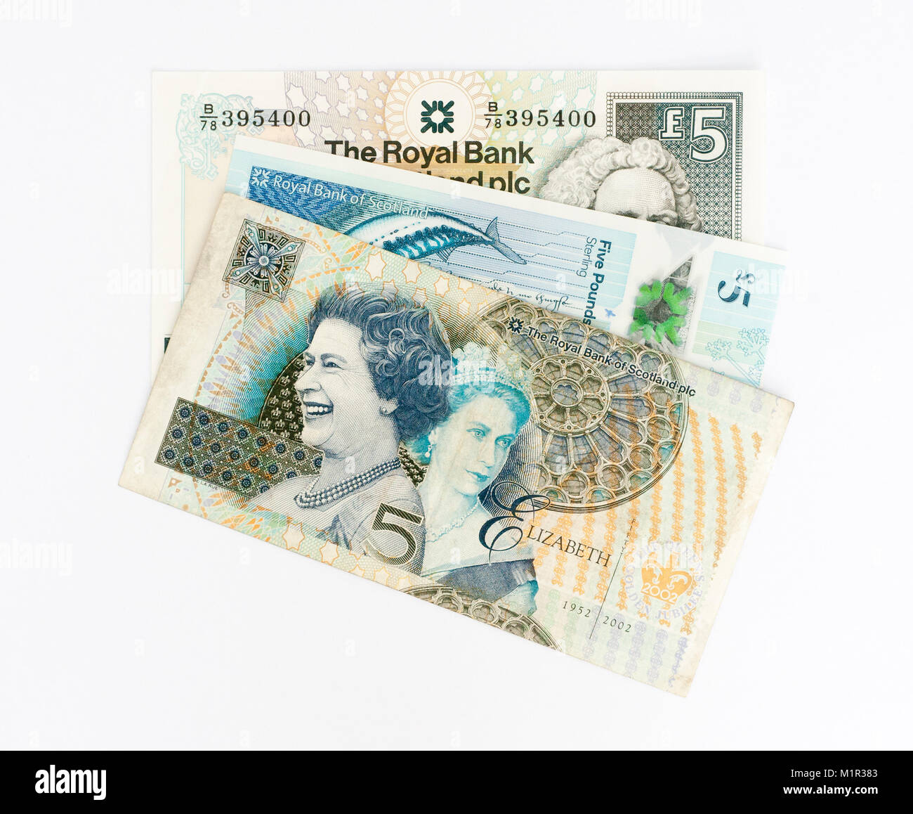 Royal Bank of Scotland RBS Schottischen 5 fünf Pfund Banknoten Stockfoto