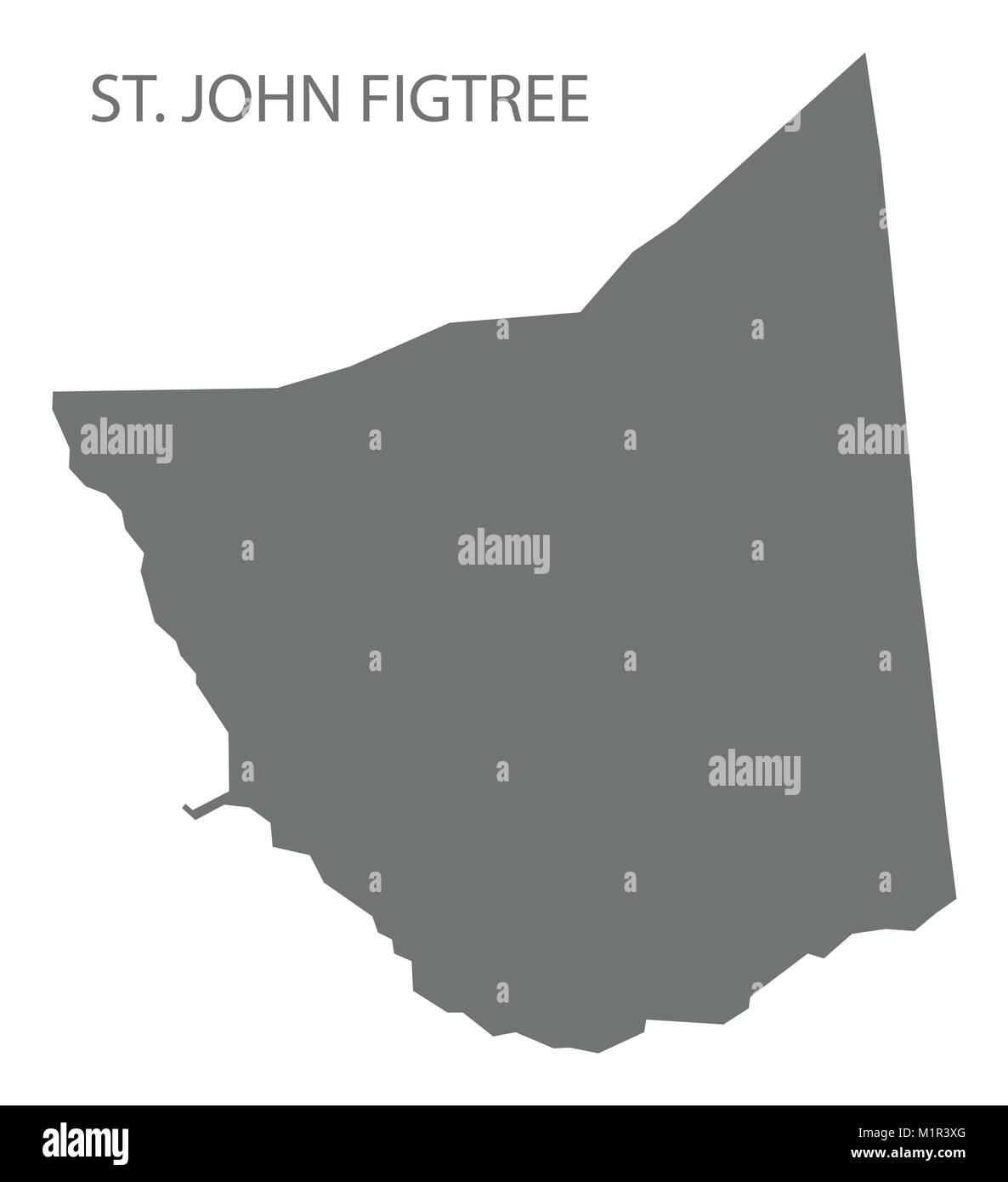 St. John figtree Karte grau Abbildung silhouette Form Stock Vektor