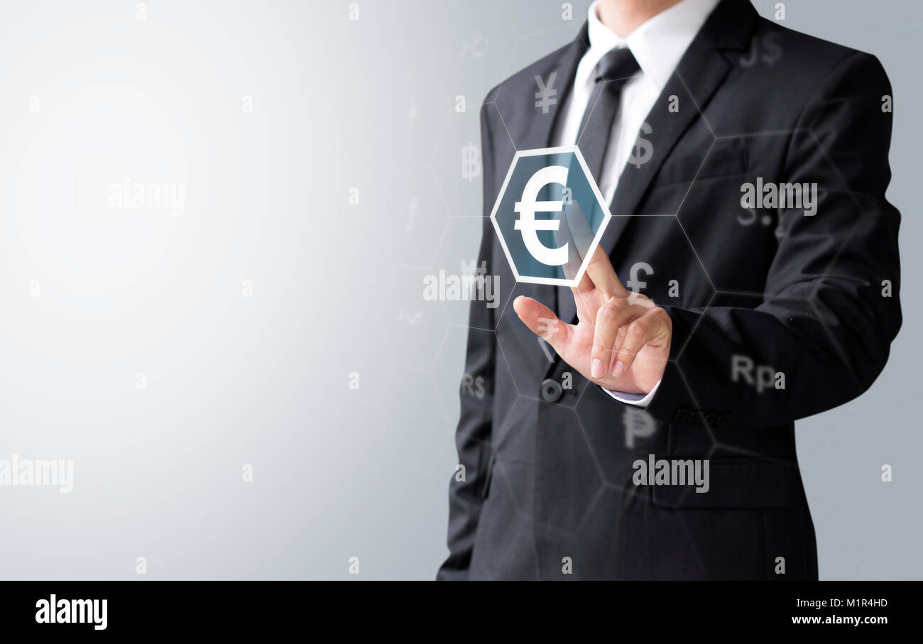 Business Mann auswählen, Euro, Geld, Währung, für Investitionen Stockfoto