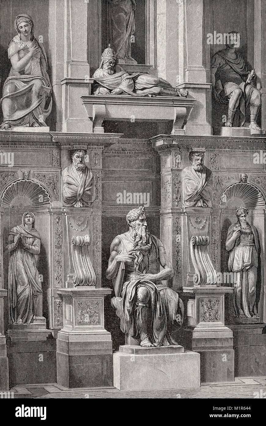 Das Grab von Papst Julius II., Kirche San Pietro in Vincoli, Rom, Italien, 19. Jahrhundert Stockfoto