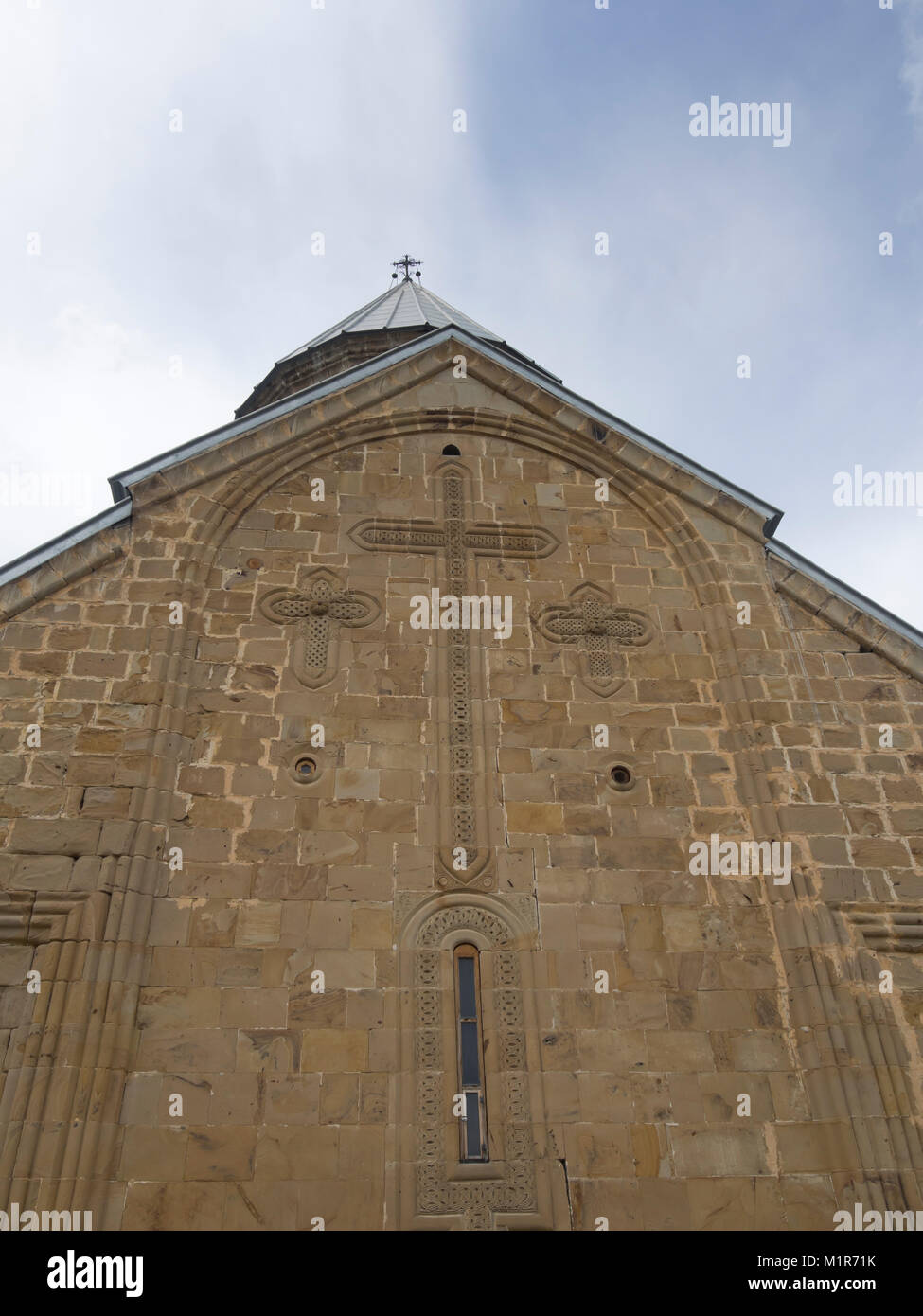 Festung Ananuri, eine mittelalterliche Burg und Sitz der lokalen eristavis (Herzöge) in den hohen Kaukasus in Georgien, Äußere der Kirche der Mutter Gottes Stockfoto