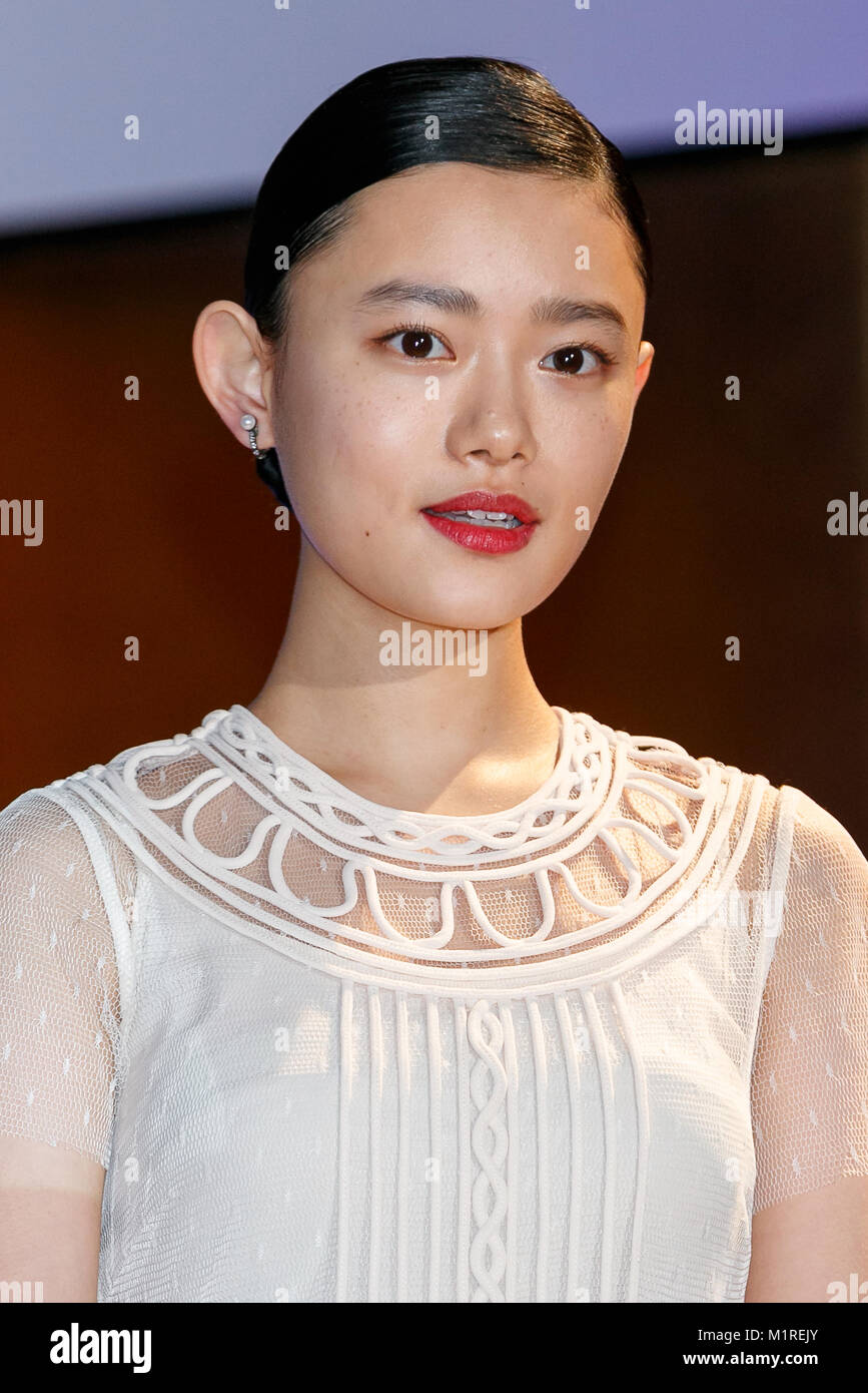 Die japanische Schauspielerin Hana Sugisaki besucht die Bavaria d'oder Preisverleihung am 1. Februar 2018, Tokio, Japan. Die Auszeichnung durch die All Nippon Producers Association (ANPA) würdigt herausragende Schauspieler, Filme und TV-Dramen organisiert. Credit: Rodrigo Reyes Marin/LBA/Alamy leben Nachrichten Stockfoto