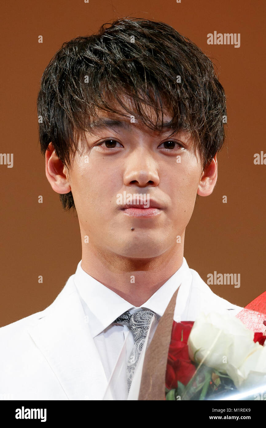 Japanische Schauspieler Ryoma Gebrauchte besucht die Bavaria d'oder Preisverleihung am 1. Februar 2018, Tokio, Japan. Die Auszeichnung durch die All Nippon Producers Association (ANPA) würdigt herausragende Schauspieler, Filme und TV-Dramen organisiert. Credit: Rodrigo Reyes Marin/LBA/Alamy leben Nachrichten Stockfoto