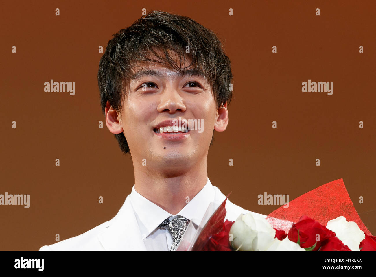 Japanische Schauspieler Ryoma Gebrauchte besucht die Bavaria d'oder Preisverleihung am 1. Februar 2018, Tokio, Japan. Die Auszeichnung durch die All Nippon Producers Association (ANPA) würdigt herausragende Schauspieler, Filme und TV-Dramen organisiert. Credit: Rodrigo Reyes Marin/LBA/Alamy leben Nachrichten Stockfoto