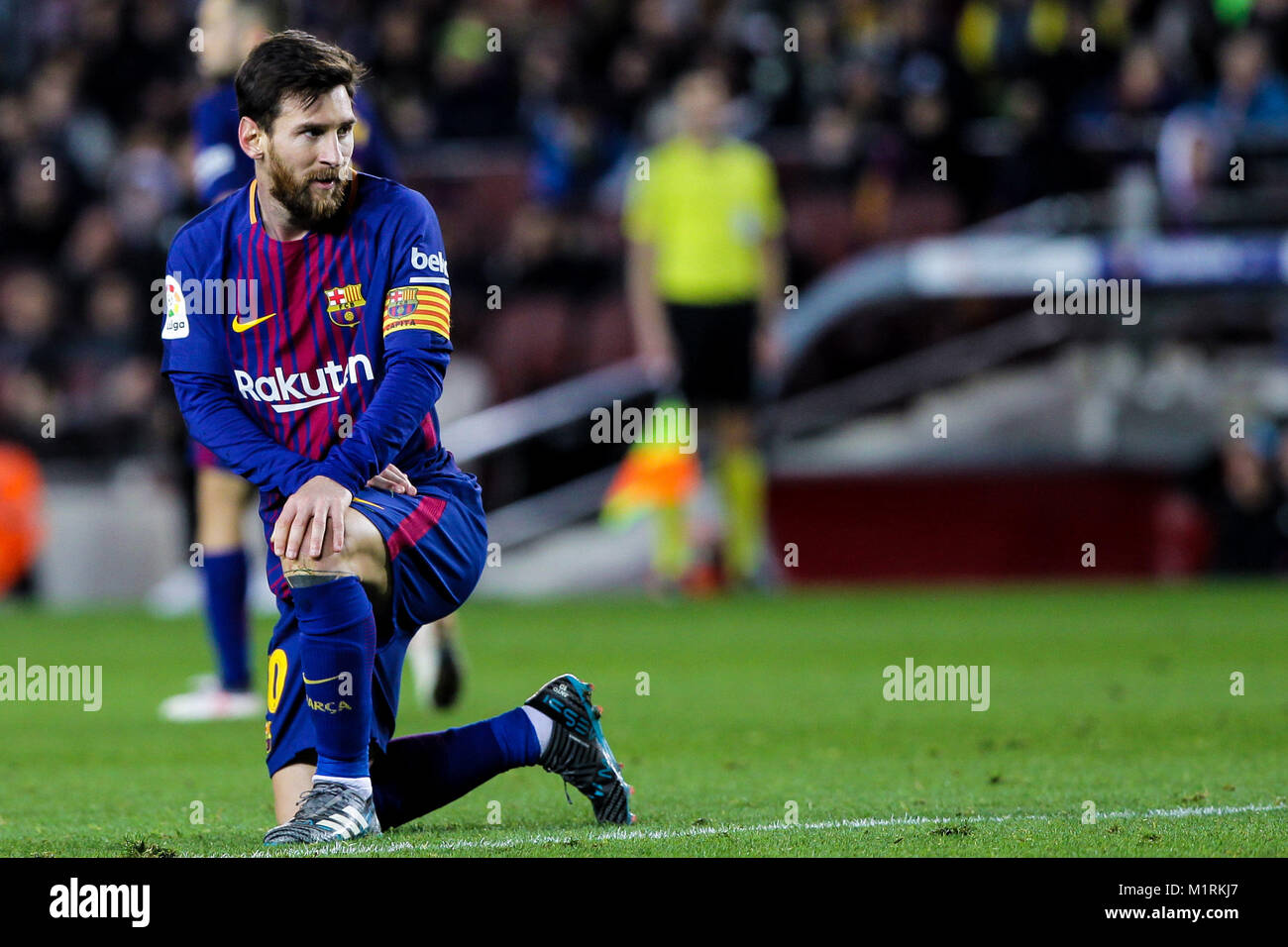 Barcelona, Spanien. 1. Februar, 2018. 1. Februar 2018, Camp Nou, Barcelona, Spanien; Copa del Rey Fußball, Halbfinale, Hinspiele, Barcelona gegen Valencia; die argentinischen Spieler Lionel Messi Credit: UKKO Images/Alamy leben Nachrichten Stockfoto