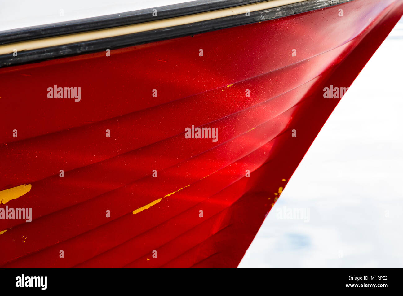 Tromso, Norwegen. Detailansicht der Roten Schiff in Tromsø Port. Stockfoto