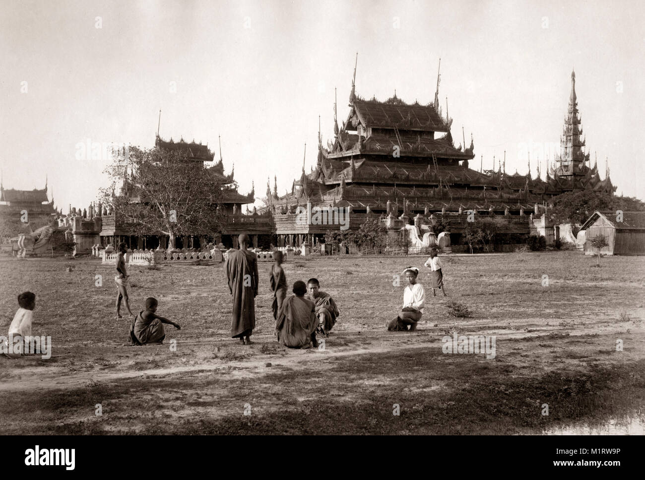 C 1880 Südostasien - Siam Thailand Bangkok Tempel Pagode Stockfoto