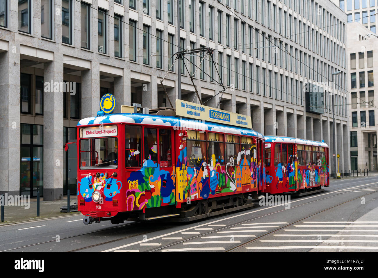 Ebbelwei-Express Straßenbahn Straßenbahn Stadtrundfahrt in Frankfurt Deutschland Stockfoto