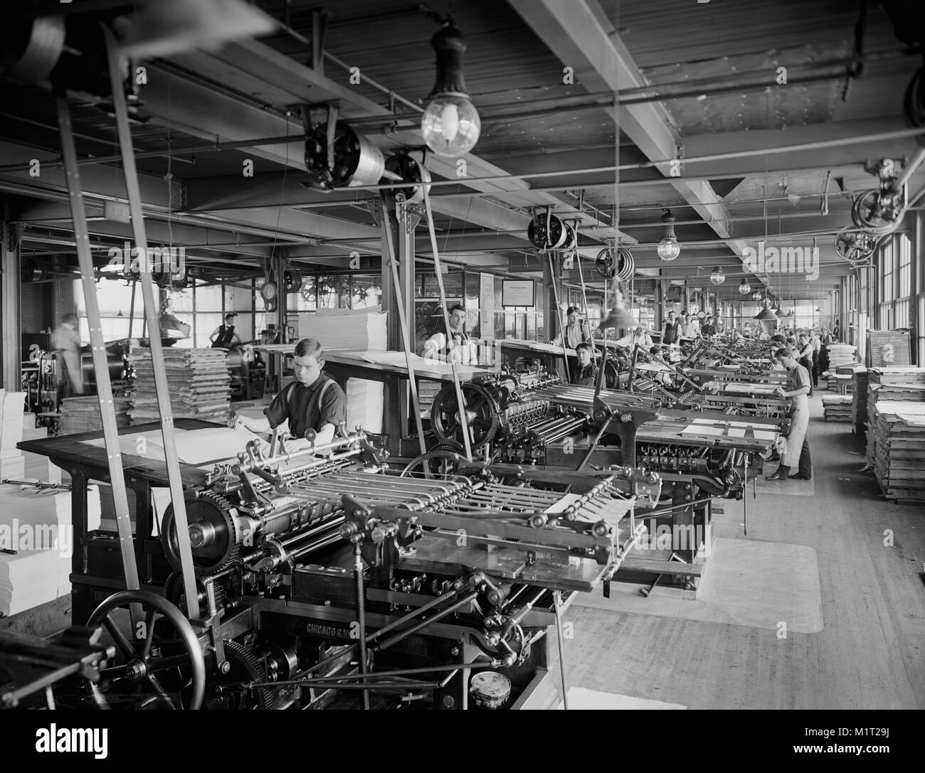 Männliche Arbeitnehmer, Druckerei, National Cash Register, Dayton, Ohio, USA, William Henry Jackson für Detroit Publishing Company, 1902 Stockfoto