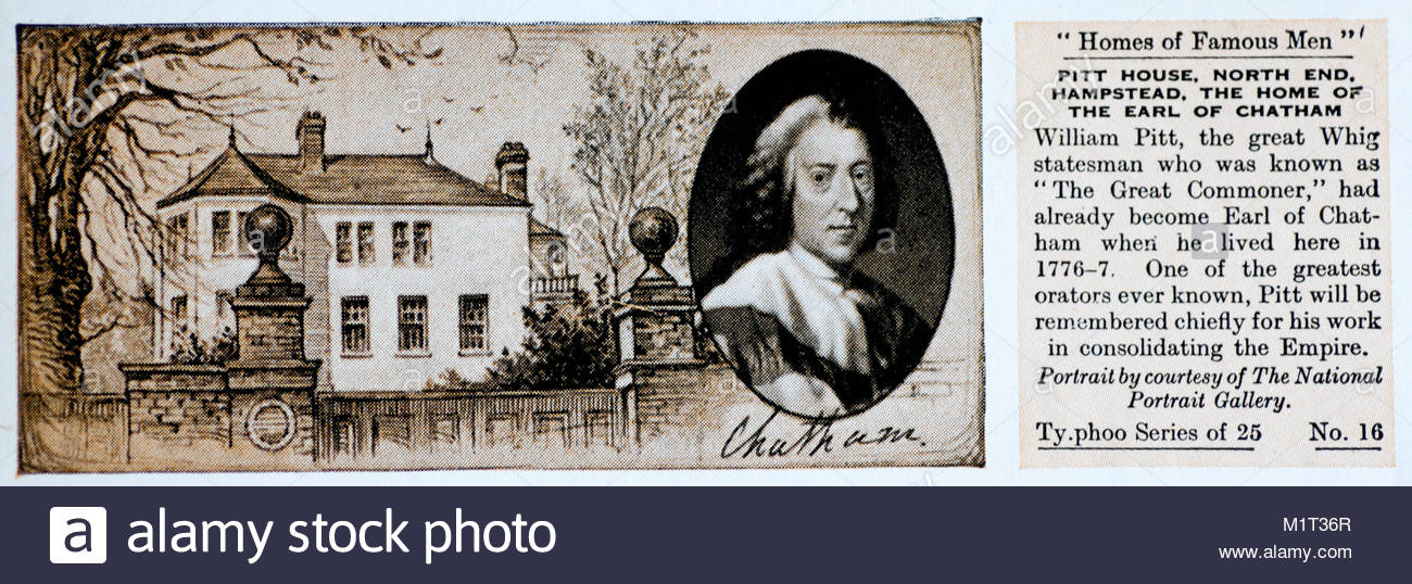 Wohnungen berühmter Männer - Earl of Chatham 1708-1778 Stockfoto