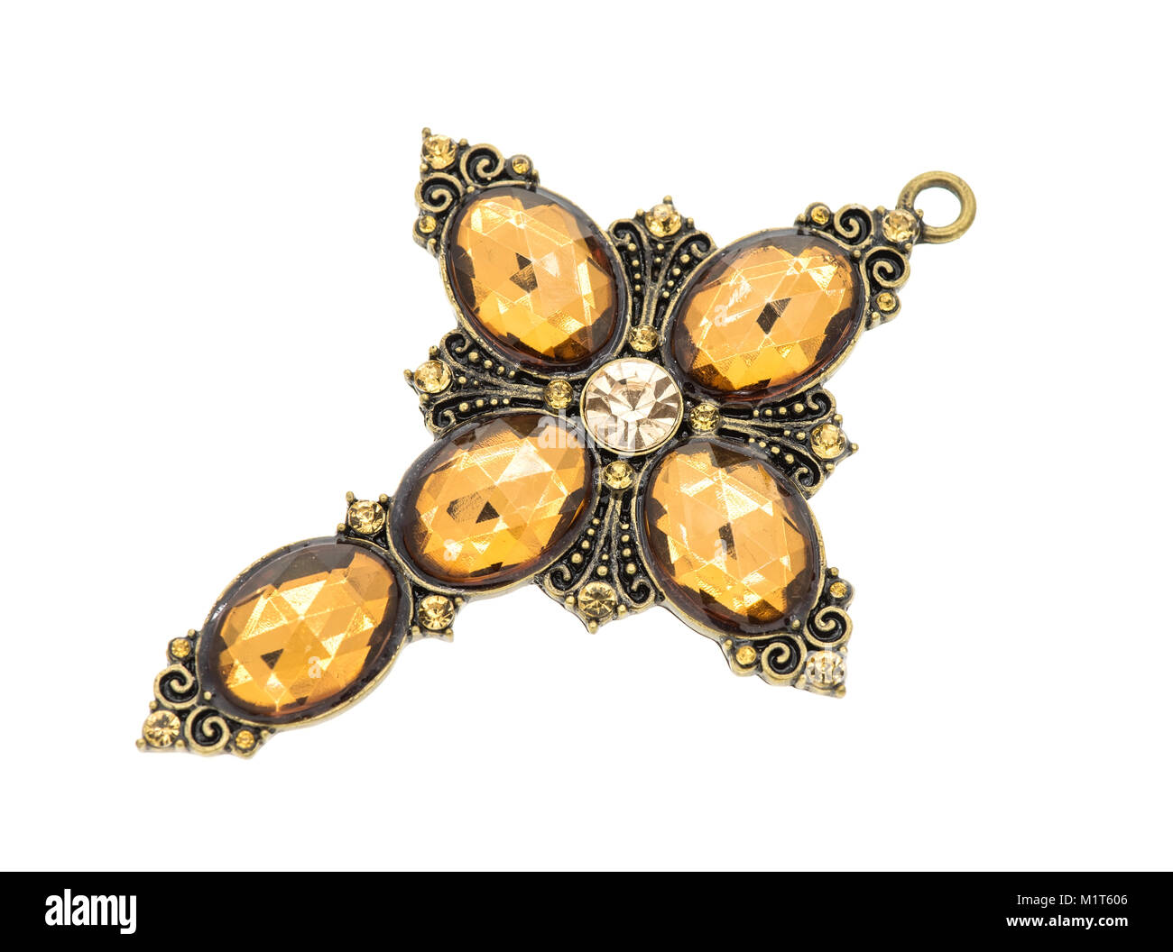 Kreuz-Anhänger isoliert auf weißem Hintergrund Stockfoto