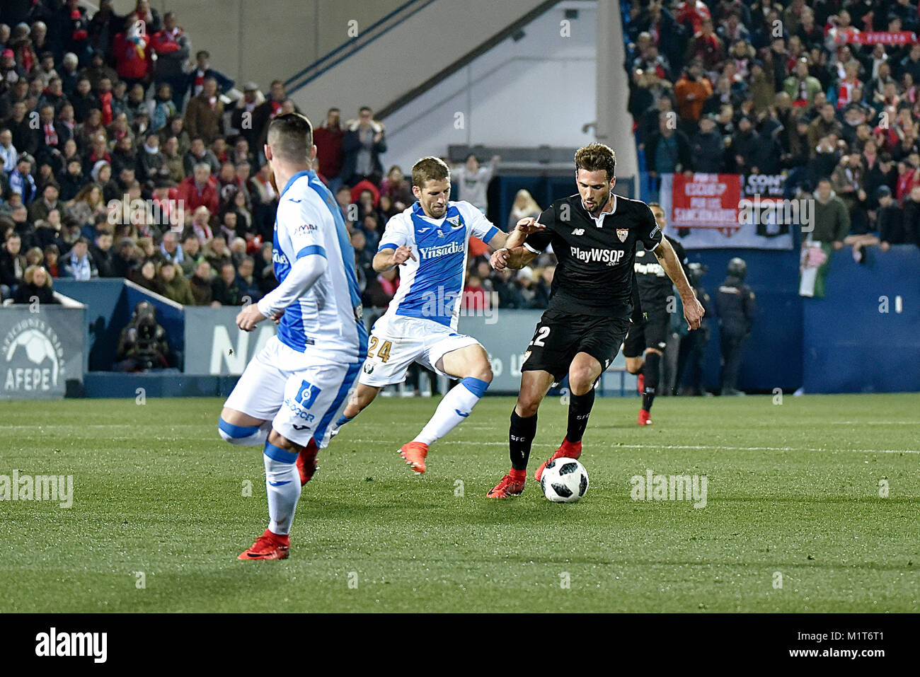 Leganes, Spanien. 31 Jan, 2018. Fußballspiel zwischen Leganes vs Sevilla während der Kings Cup in einem Butarque Stadion in Leganés. Halbfinale gehen. Credit: Alberto M. Villa/Pacific Press/Alamy leben Nachrichten Stockfoto