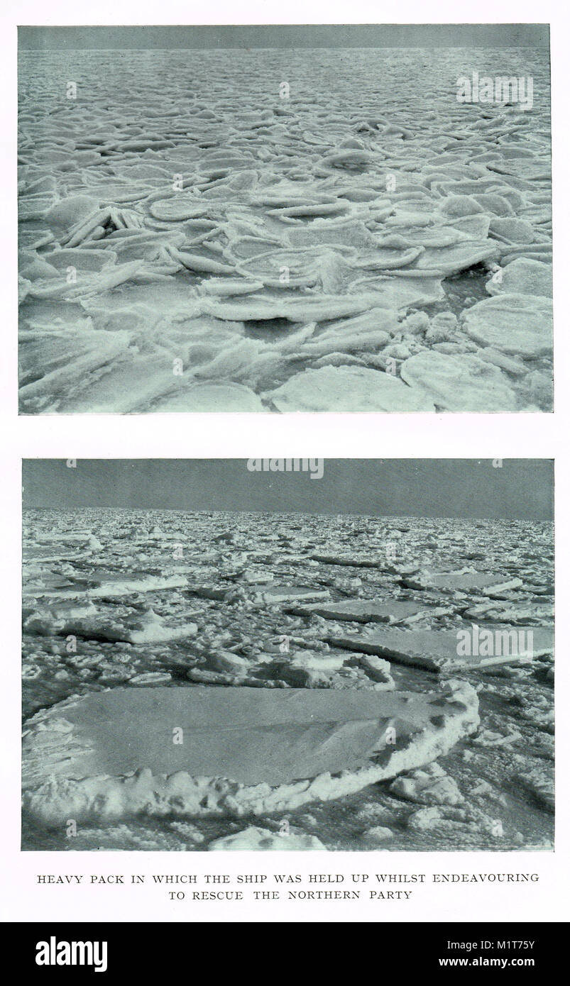 Schwere Packeis verhindern, die Rettung der Nördlichen Partei, Evans Buchten, Antarktis, Februar 1912. Scott's letzte Expedition Stockfoto