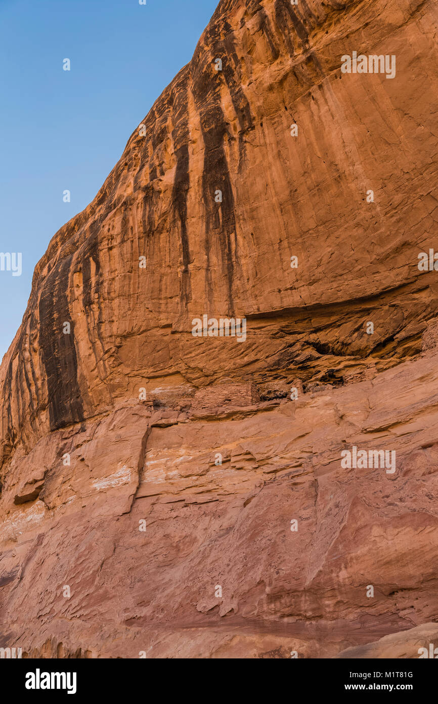 Detail von Gebäuden am grossen Ruine, einen uralten Pueblo Dorf Website innerhalb von Salt Creek Canyon im Needles District des Canyonlands National Park, Utah, Stockfoto