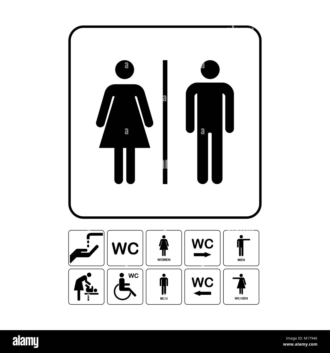 WC WC Türschild Symbol. Einfaches Bad. Stock Vektor