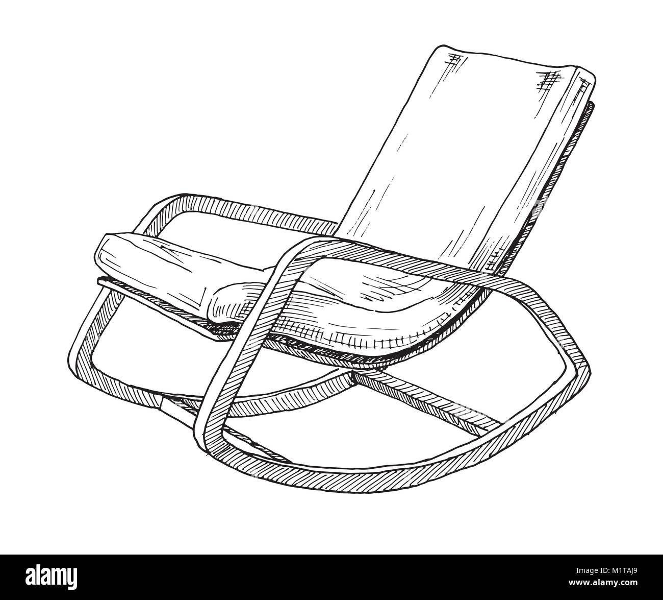 Schaukelstuhl auf weißem Hintergrund. Ein bequemer Stuhl Skizze. Vector Illustration. Stock Vektor