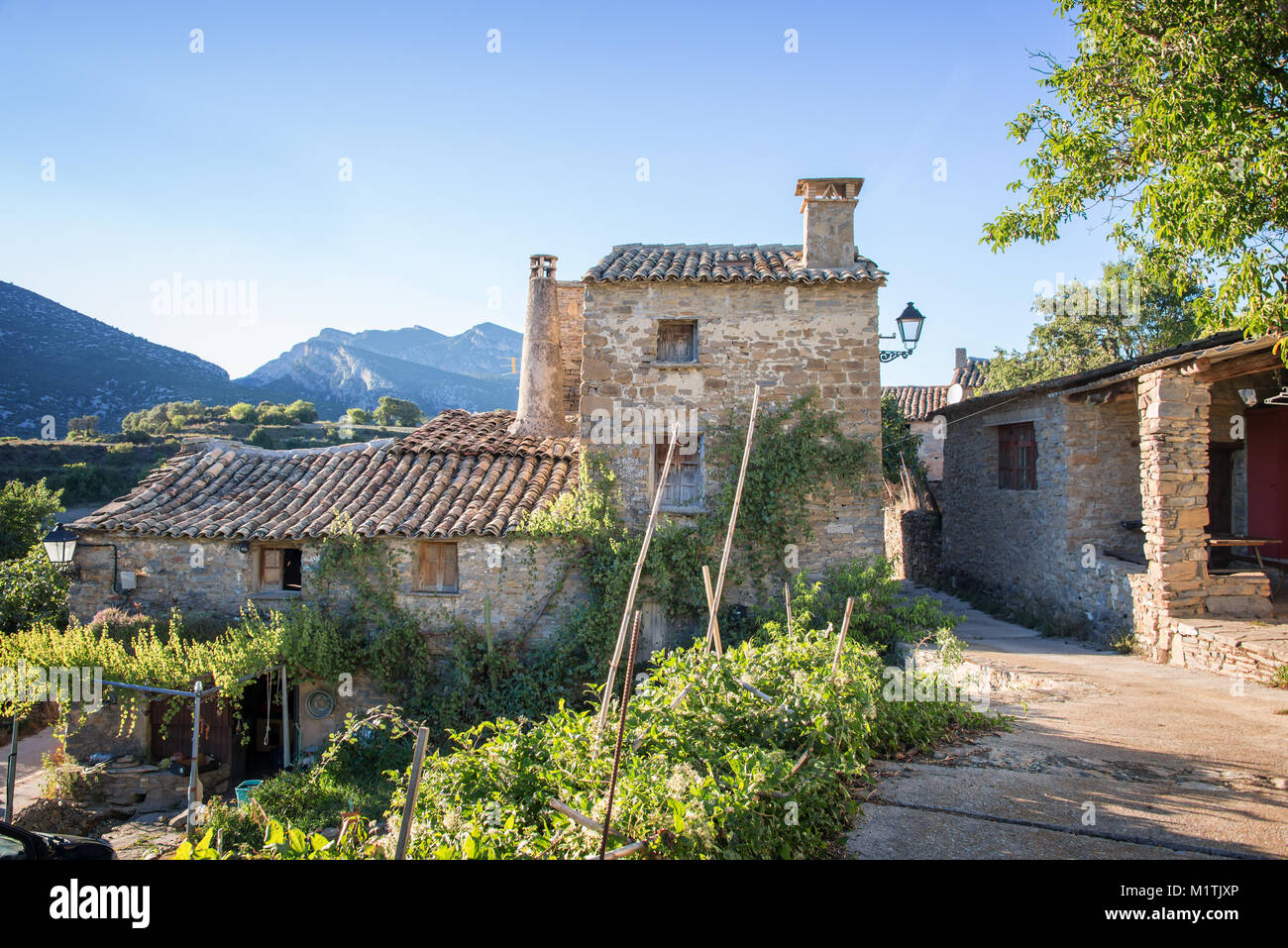 Dorf Las Almunias in Sierra de Gura, Aragon, Spanien Stockfoto