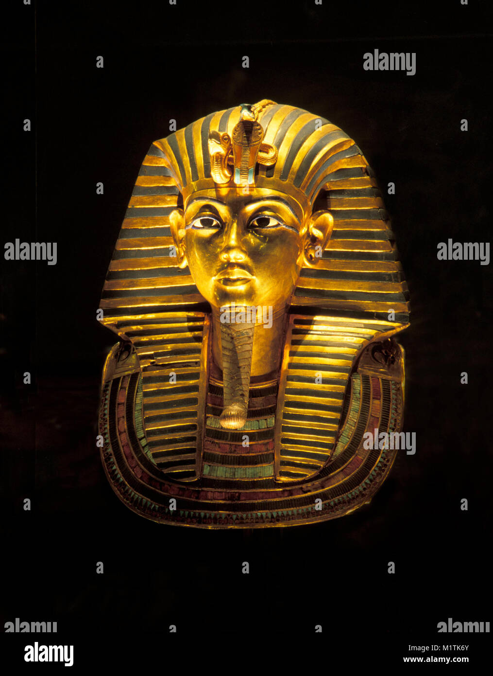 Ägypten, Kairo. Ägyptisches Museum. Die goldenen Grabkunst Maske, Tod Maske des Tutanchamun. Stockfoto