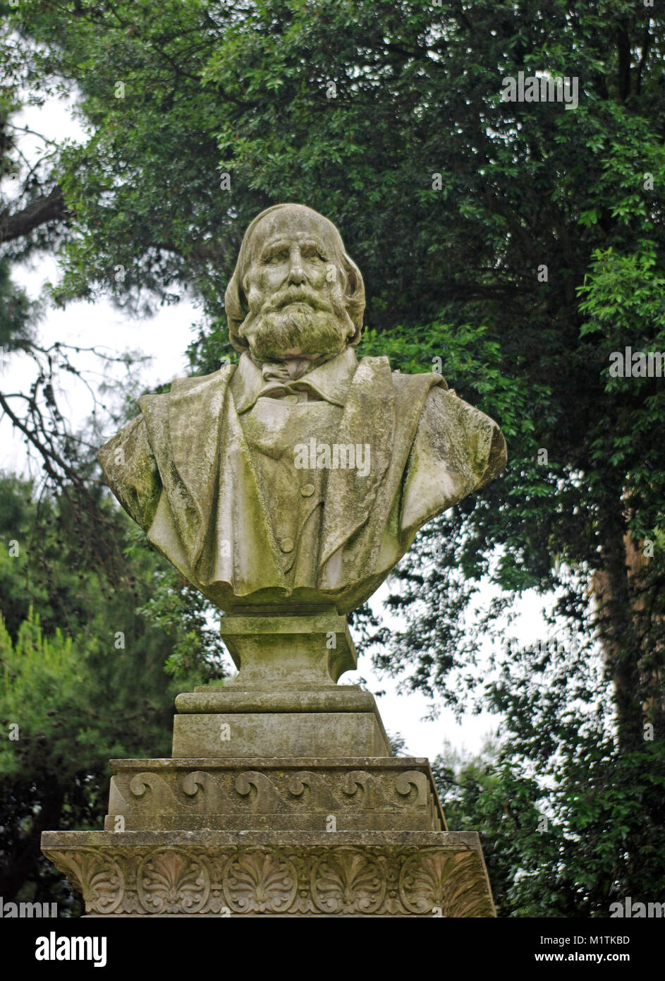 Ein Giuseppe Garibal l Büste Skulptur, Villa Comunale Park, Lecce, Apulien, Süditalien Stockfoto