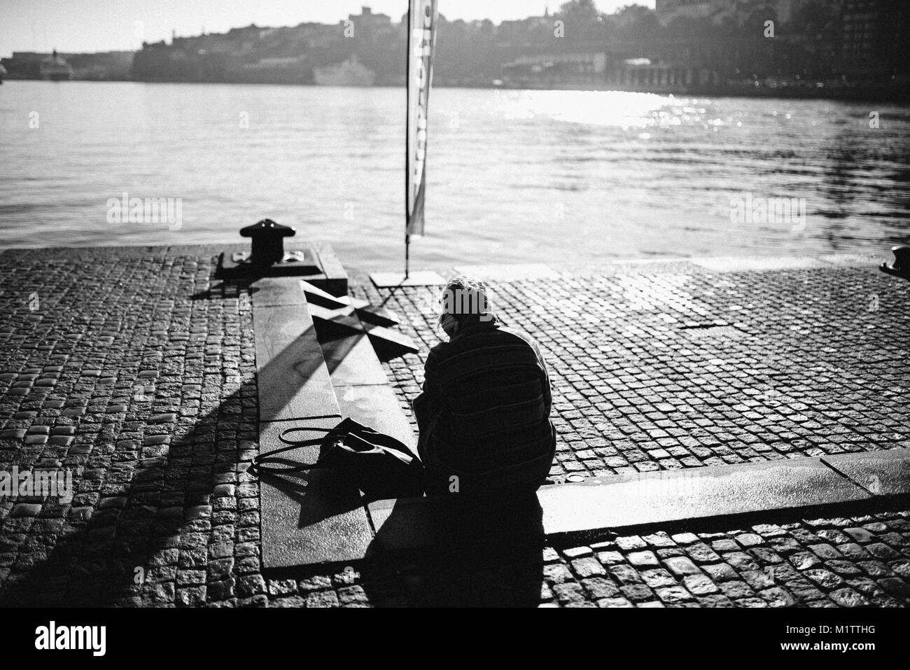 Stockholm Fährhafen in Gamla Stan Waterfront Stockfoto