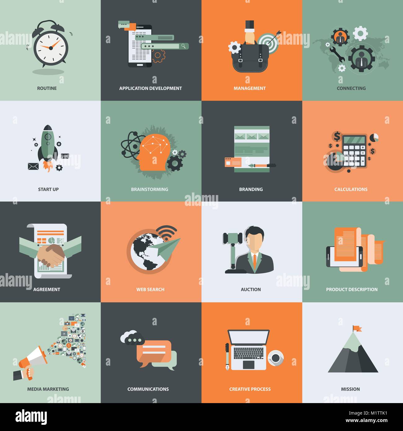 Wirtschaft und Management Symbol für Web site Entwicklung und mobile Dienste und Anwendungen. Flache Vector Illustration. Stock Vektor