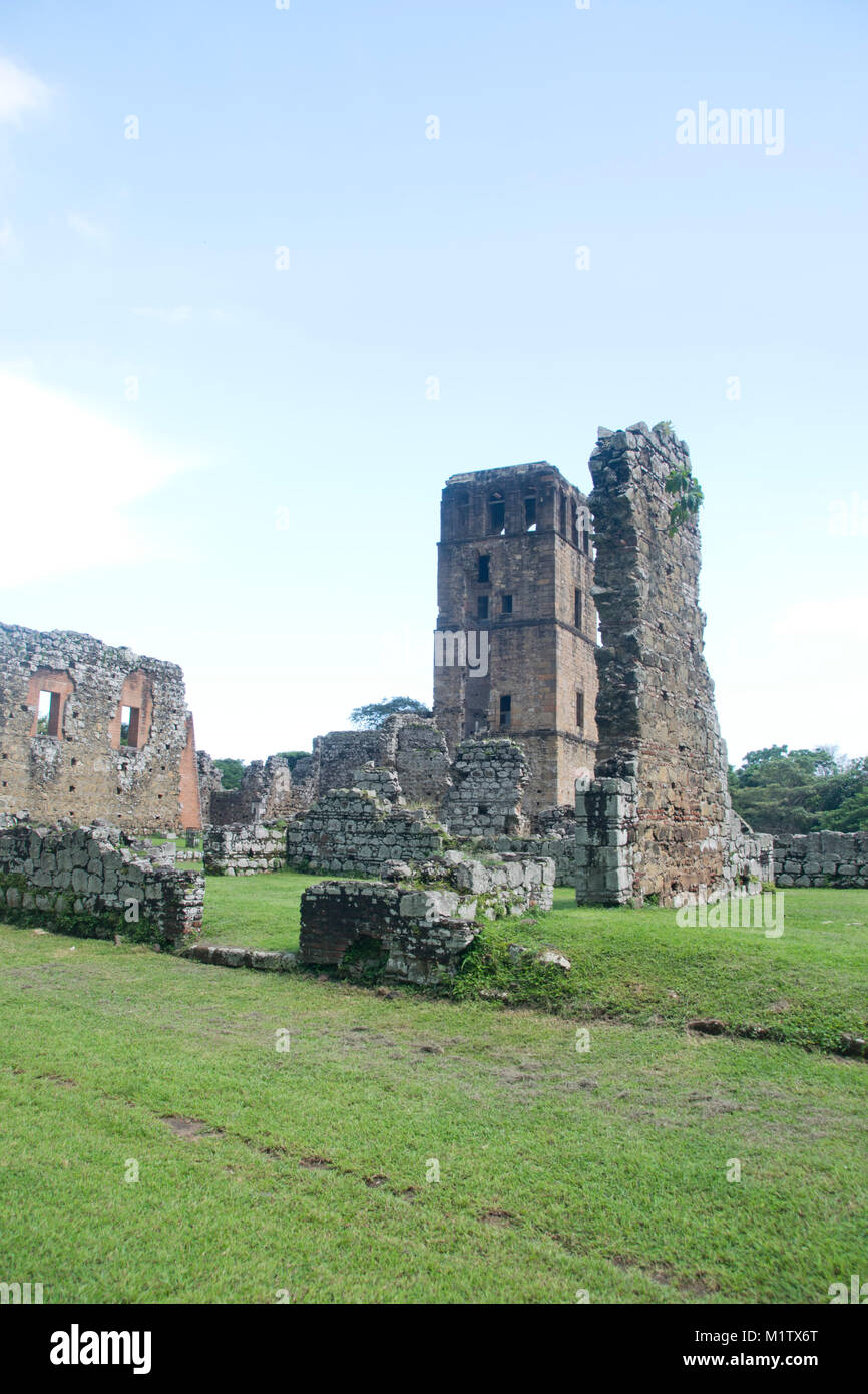 Die Ruinen der Kathedrale, Panama Viejo, Panama City, Panama. Stockfoto