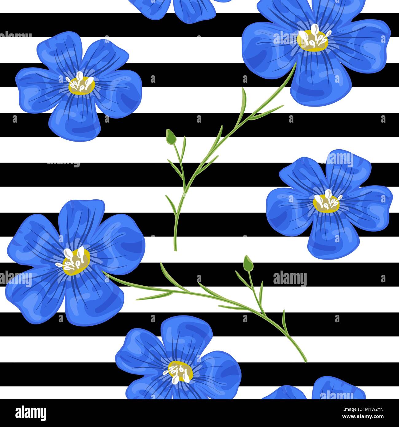 Flachs blaue Blüten. Nahtlose Muster. Vector Illustration. Design für Kräutertee, Health Care Produkte, Stock Vektor