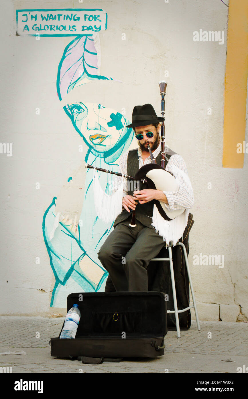 Music Player mit Dudelsack Stockfoto