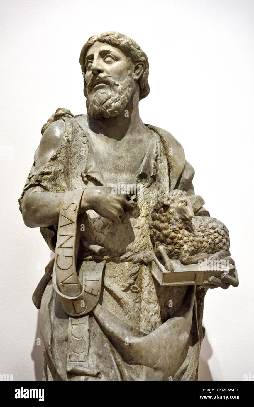 João de Ruão, San Giovanni Battista - St. Johannes der Täufer ,1540, Portugiesisch, Portugal, mit kleines Lamm. Stockfoto