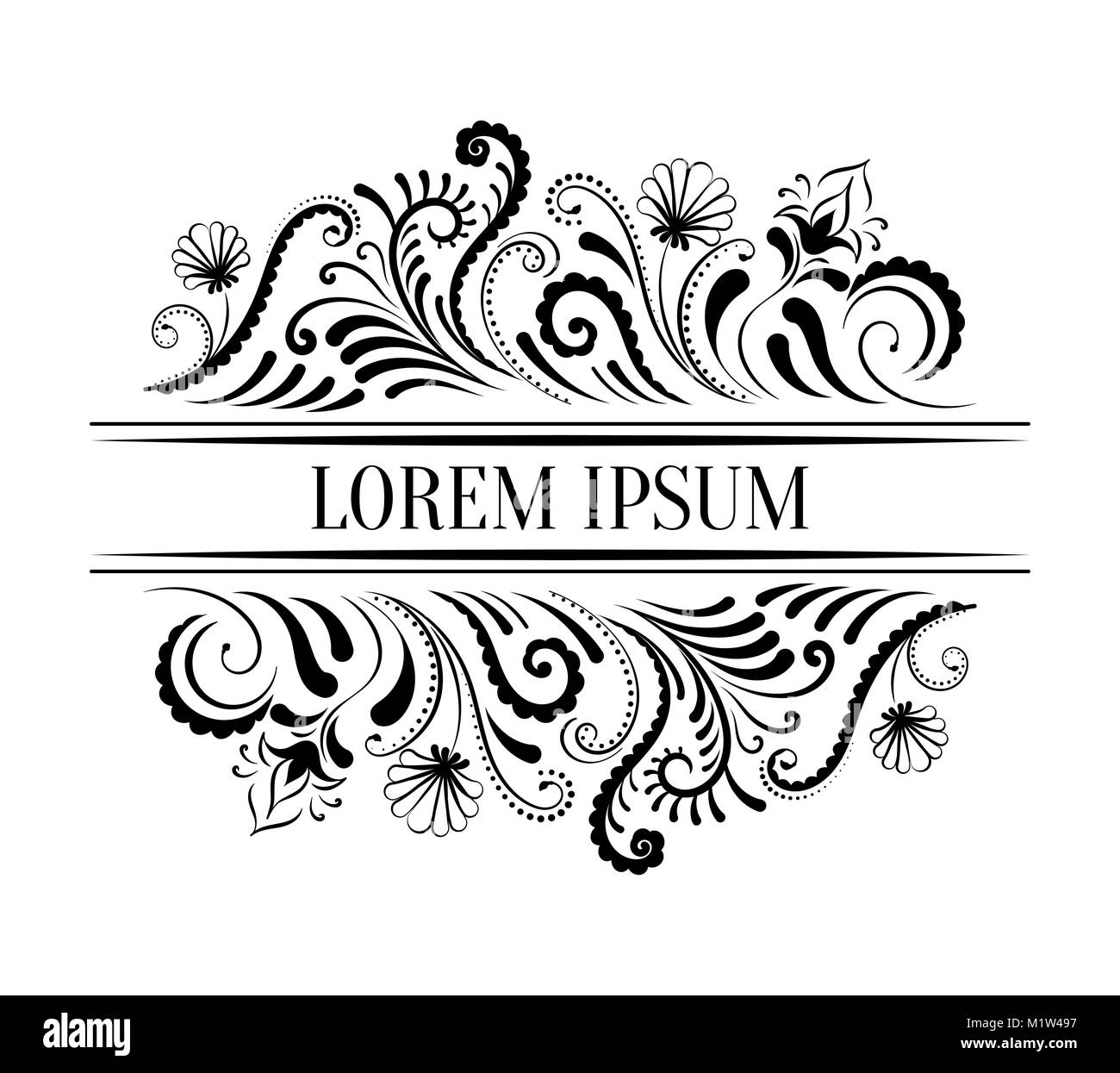 Floral Design Element. Kontur Grenze. Ethnische Motive Stock Vektor